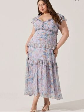 ASTR The Label Mable Floral Tiered Ruffle Maxi Dress Size XL